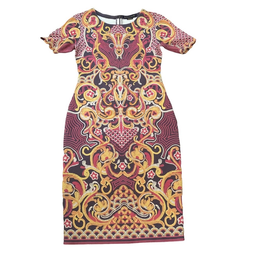 Pankaj & Nidhi Anthropologie Fitted Dress Size 12 with beading .